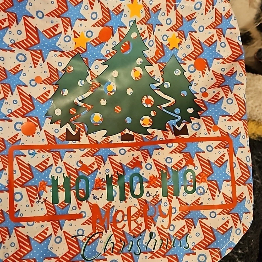 Upcycled Dog Bandana Christmas Trees heat transfer Ho Ho Ho Merry Christmas (M)